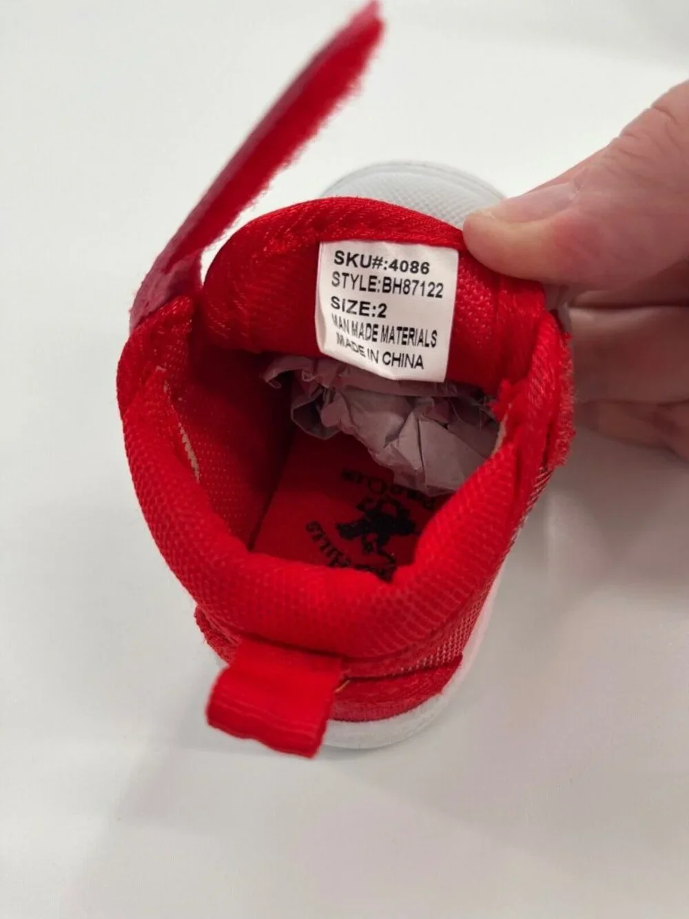 Beverly Hills Polo Association Toddler Shoes Red Elastic Size 2